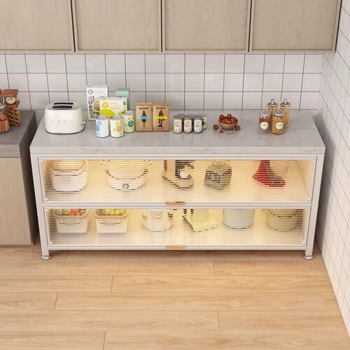 岩板厨房b置物架多功能微波炉收纳餐边柜落地多层带门烤箱储物柜