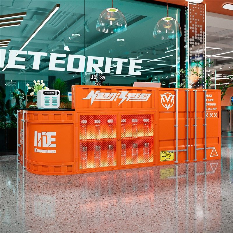 工业风铁艺新款餐饮商用咖啡奶茶吧台定制收银台柜台前台桌接待台