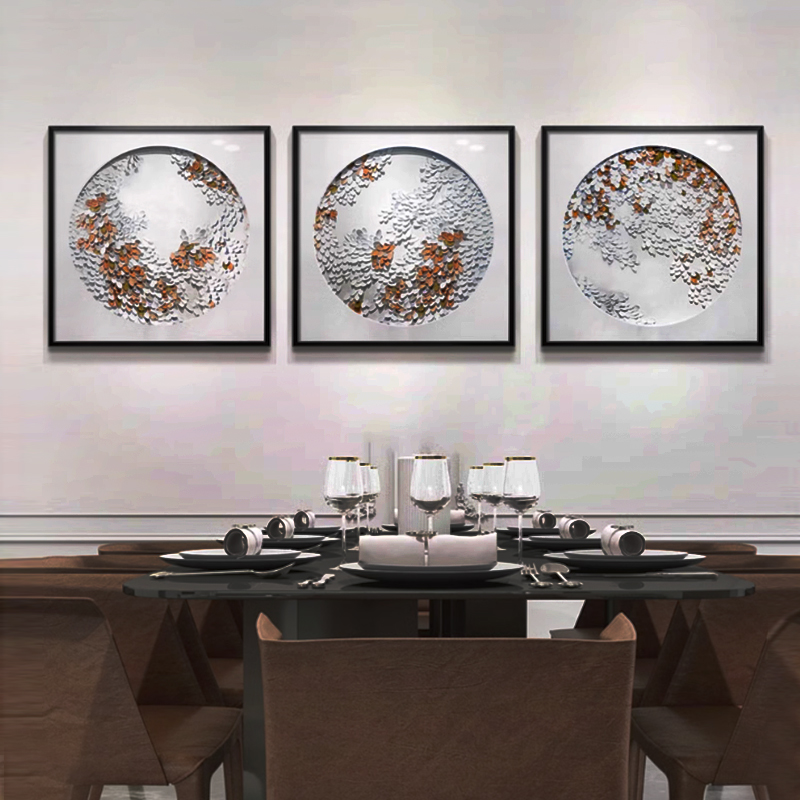 新中式化羽为翼客厅沙发背景墙挂画餐厅过道抽象实物立体装饰画