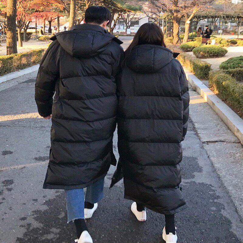 冬装加厚情侣棉衣女过膝长款韩版B宽松大码男女通穿棉服保暖棉袄