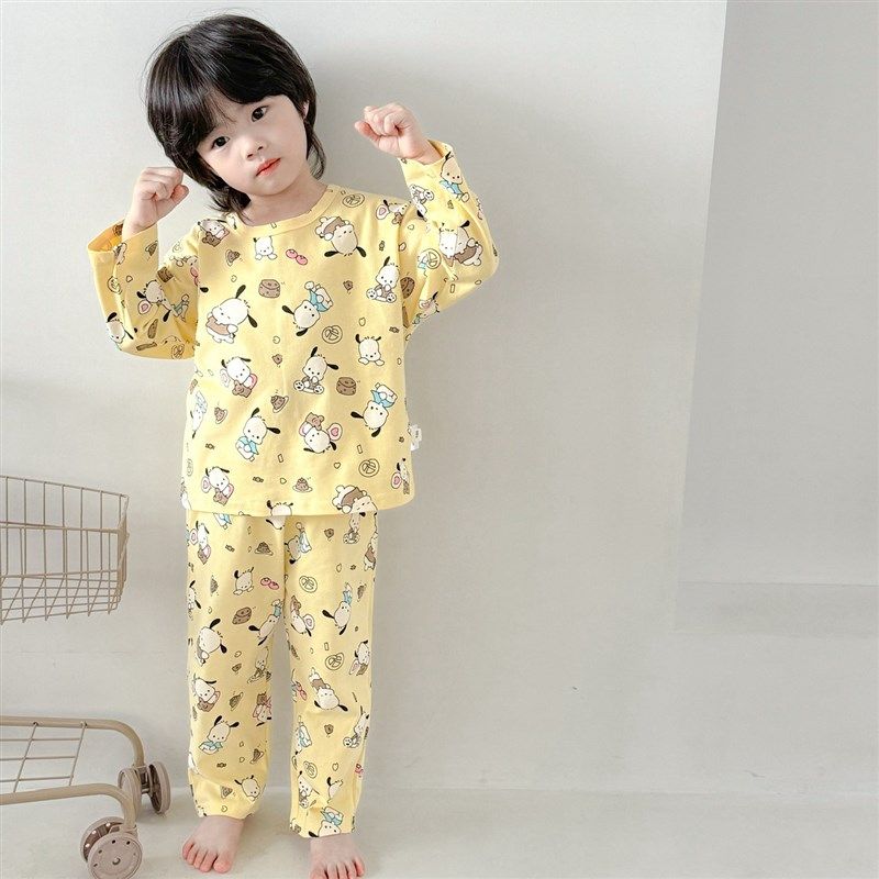 可爱慵懒风~ins卡通春秋儿童纯棉亲子家居服男女宝宝宽松长袖长裤,童装/婴儿装/亲子装,家居服套装,淘宝优惠券,粉丝福利购,淘宝优惠卷