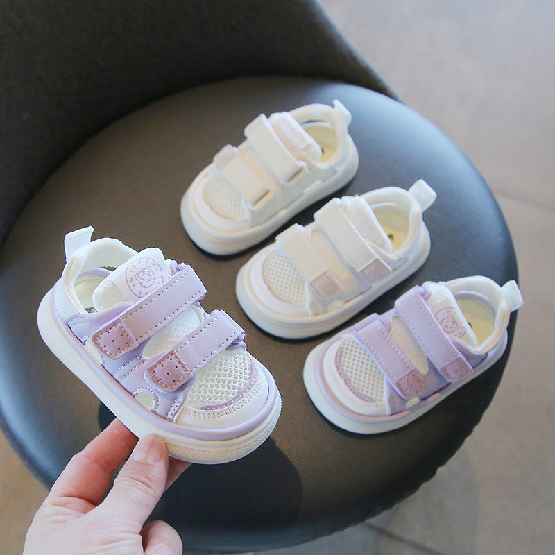 男女宝宝学步鞋夏季软底网面透气10个月婴幼儿1一2-3岁儿童半凉鞋