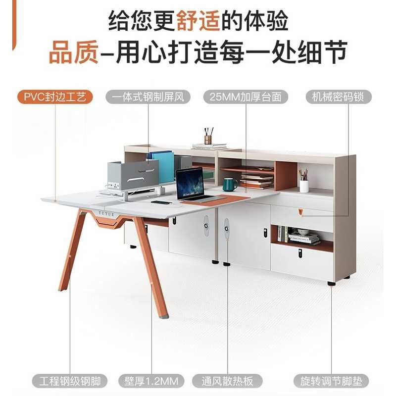 2024简约4人位职员桌带侧柜财务工位6人屏风隔断卡座1人位办公桌