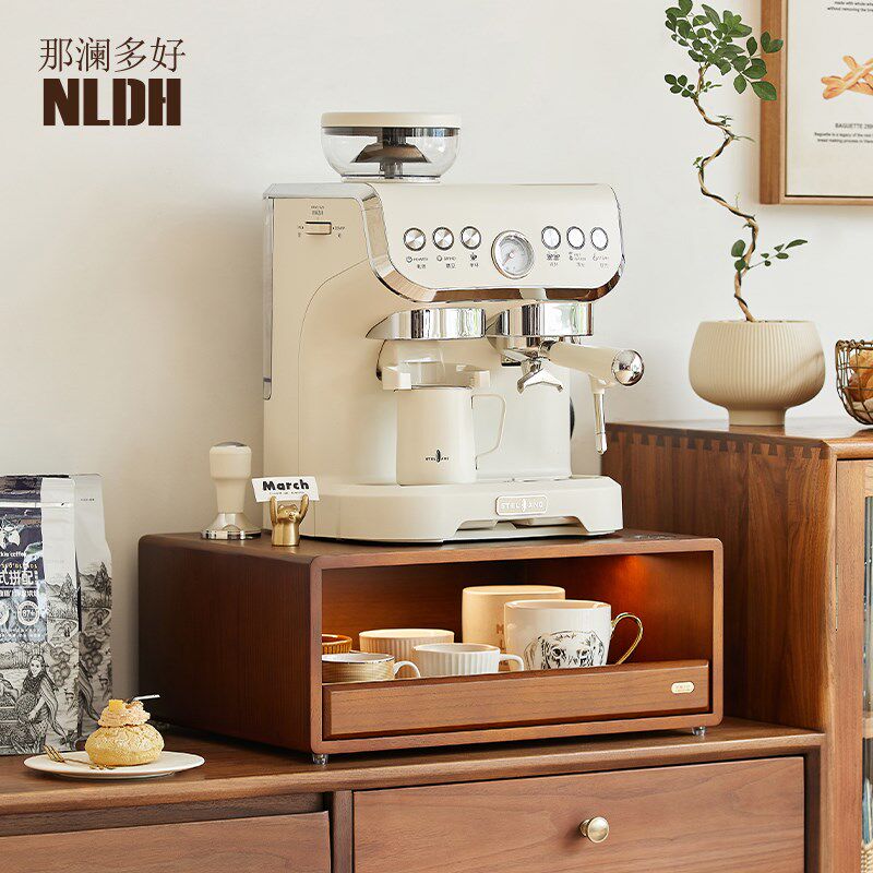 实木咖啡机置物架餐边柜茶包器具收纳吧台咖啡Q杯防尘置物架杯子