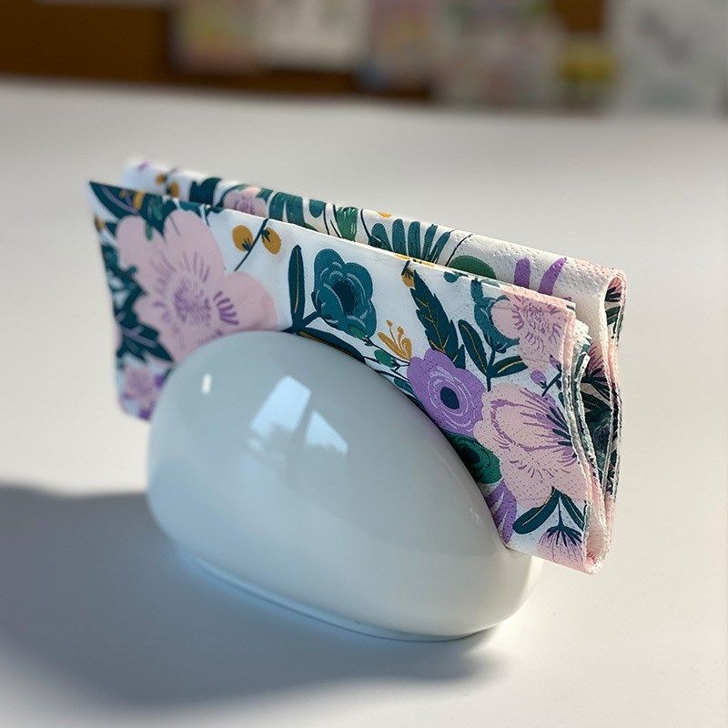 纯白简约陶瓷餐巾夹酒店用餐巾纸托日用厨房收纳餐巾架餐巾纸托