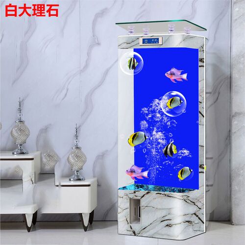 鱼缸客厅2024新款家用热弯玻璃落地立式靠墙背过滤免换水族箱