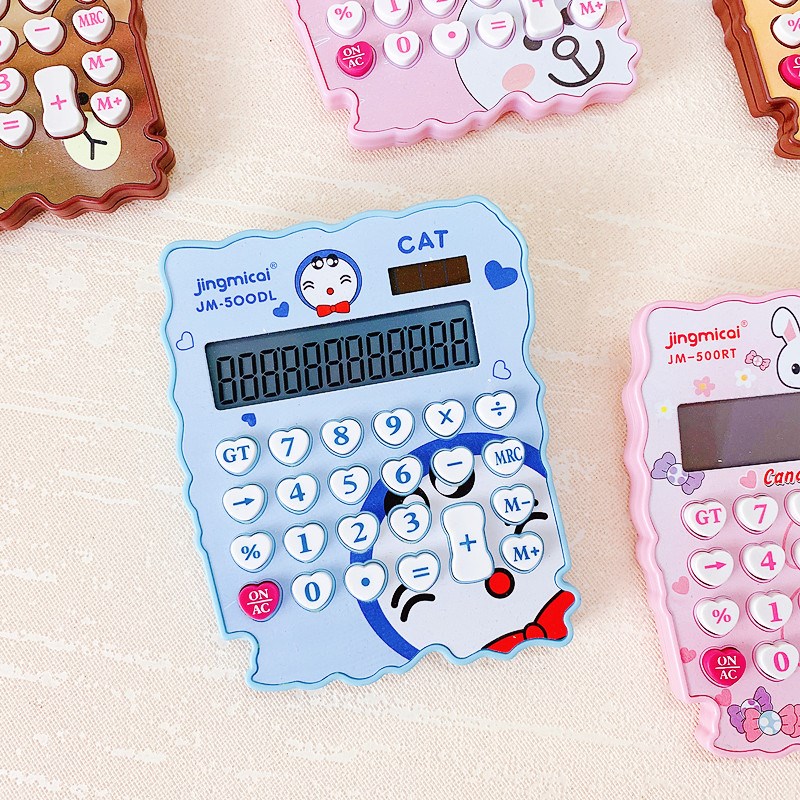 可爱卡通图案不规则造型计算机学生办公会计用便携式12位数计算器