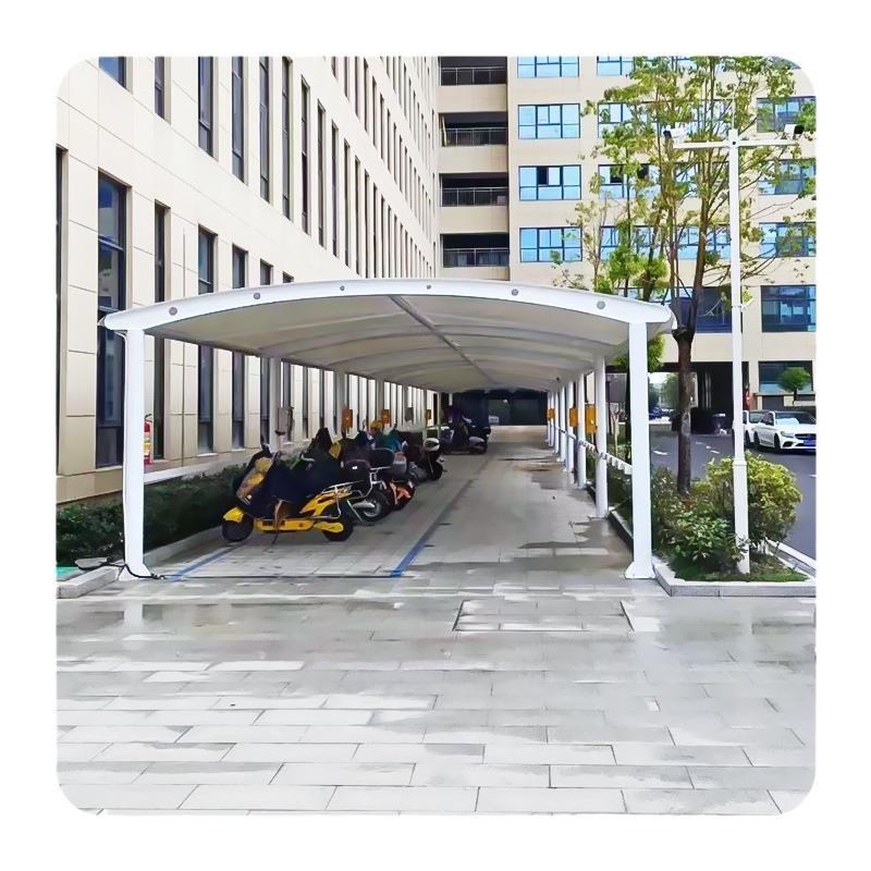 膜结构电动车棚钢结构自行v车棚固定汽车停车棚小区遮阳充电停车