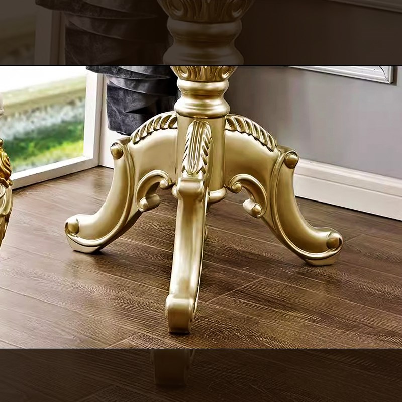 欧式小圆台美式别墅茶桌实木围椅咖啡桌客厅会客小圆台书房茶艺桌