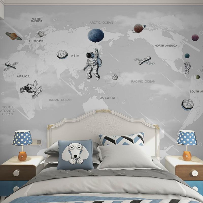 墙纸儿童房男孩墙布壁纸卧室太空星空壁布背景墙定制壁画墙面装饰