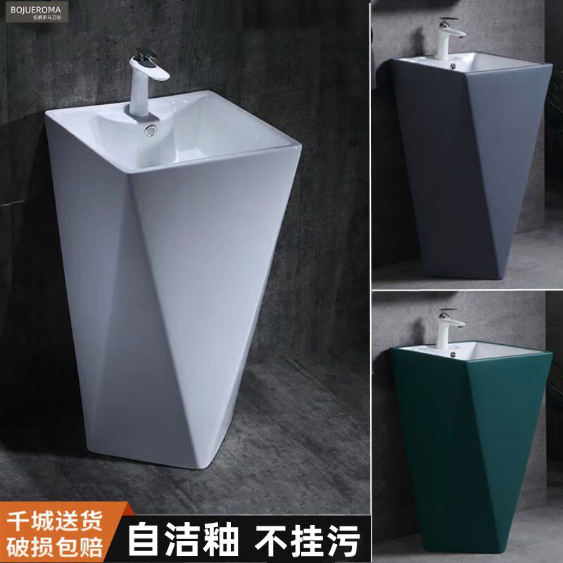 大号立柱盆洗手盆立柱式洗脸盆一体式落地式卫生T间阳台酒店洗手