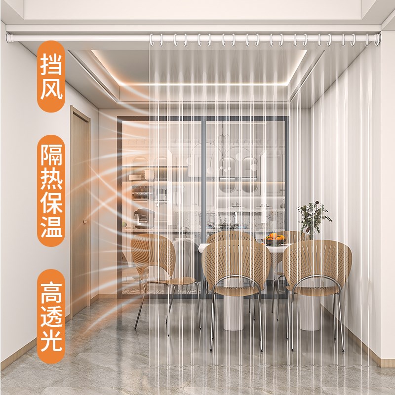 客厅挡风门帘冬季保暖防风隔断阳台透明PVC软帘家用窗帘防尘隔音