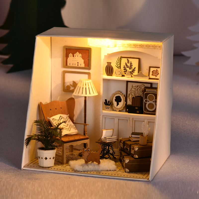 diy小屋手工迷你积木微缩场景立体书立房子拼装模型别墅仿真玩具