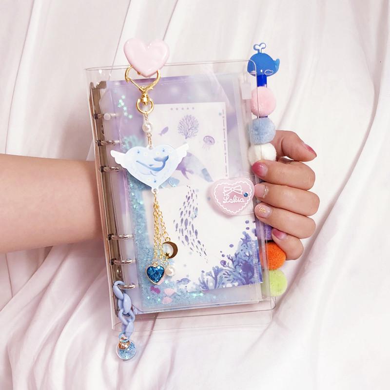 活页星空手账本方格少女心可爱流沙网红手帐本套装手杖笔记本