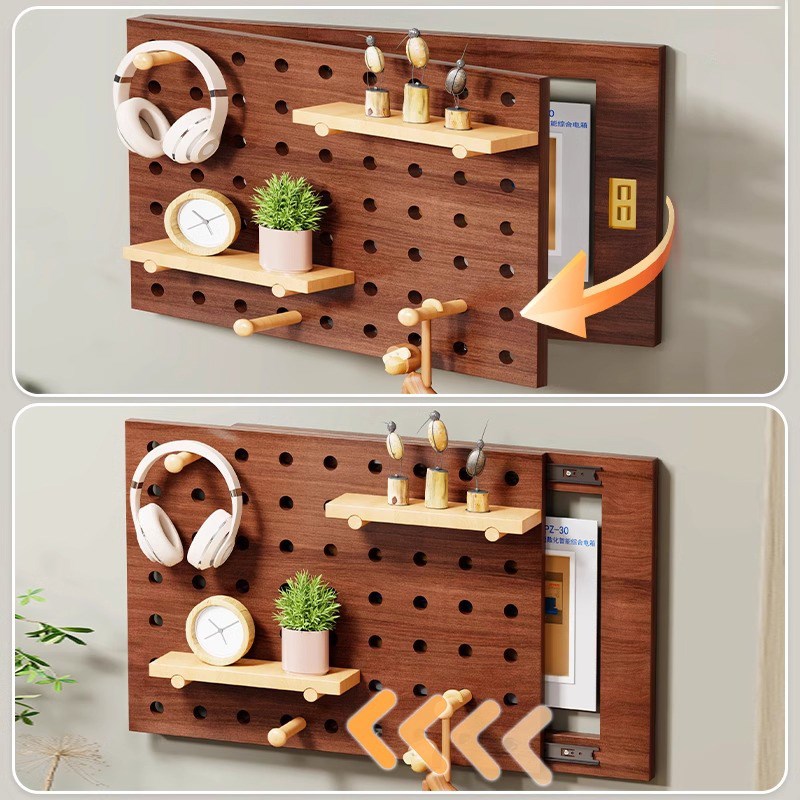 电表箱可推拉洞洞板收纳装饰置物架配电箱遮挡盖板架子同事客厅