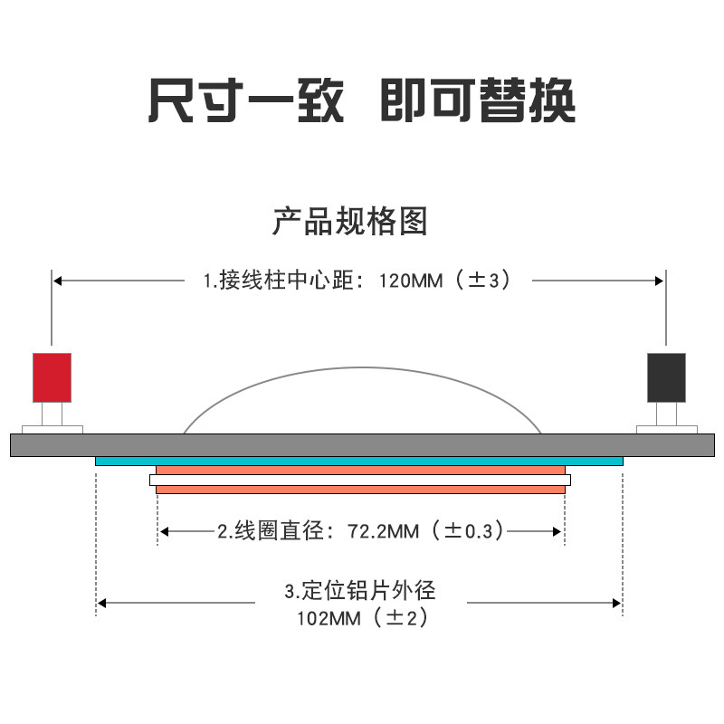 速发高音音圈72芯高音膜扁线大功率高音头带支架S舞台音箱配件组