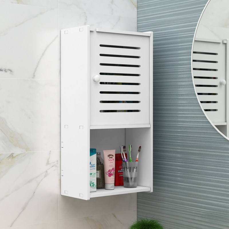 免打孔卫生间置物架吸壁式浴室开门收纳架洗漱台墙上牙杯架壁架