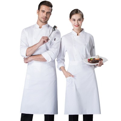 白色厨师服长袖秋冬装男女烘焙蛋糕店西餐厅酒店厨房后厨师工作服