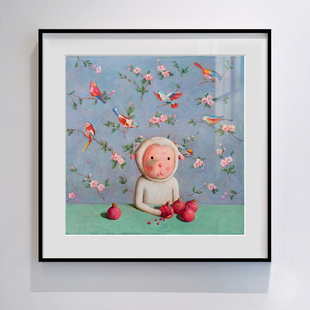 当代艺术家版画餐厅卧室挂画羊装饰画小清新墙画 雏菊/石榴籽