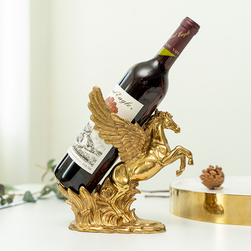 美式纯铜全铜奔马红酒架摆件 高档餐G桌餐边柜酒柜酒架装饰品摆设
