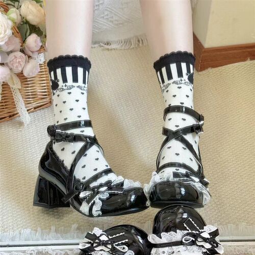 【现货】风铃语星与风铃Lolita蕾丝圆头芭蕾风少女百搭甜美女单鞋