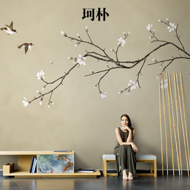 珂朴现代简约定h制壁画中式复玄关茶室壁纸客厅墙纸电视背景墙布