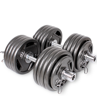 烤漆纯铁三孔手i抓片奥杆哑铃家用男士健身一对练臂肌大重量可调