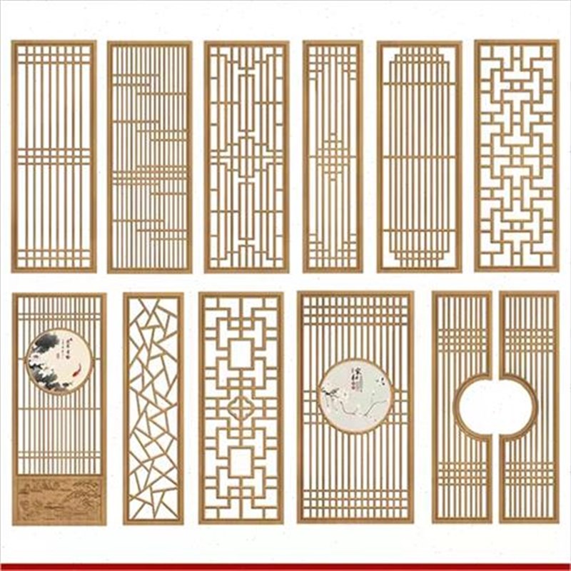 新中式实木屏风花格客厅玄关隔断仿古镂空木雕日式移门木质雕花板