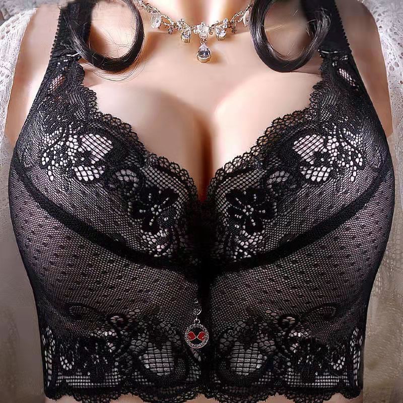 上托带钢圈的胸罩95b文胸90a小胸加厚超聚拢大码内衣女胖mm有钢圈