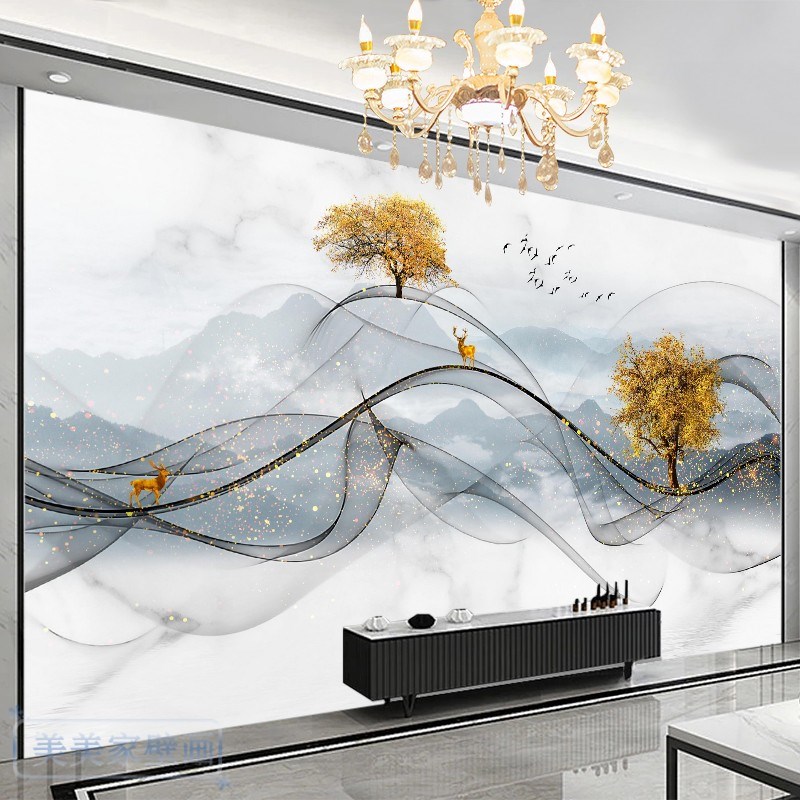 电视背景墙壁纸18D立体墙纸8D现代简约客厅卧室定制壁画影视墙布