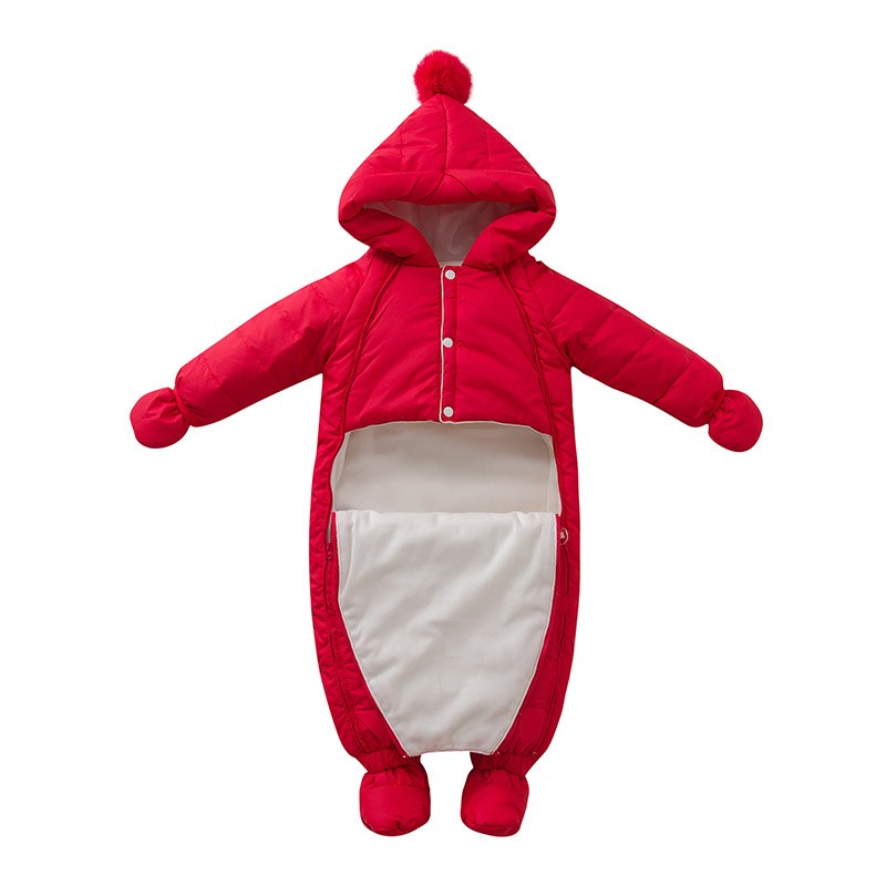 新生婴儿哈衣男女宝宝爬爬服冬季加厚外出服防寒保暖连体羽绒抱服