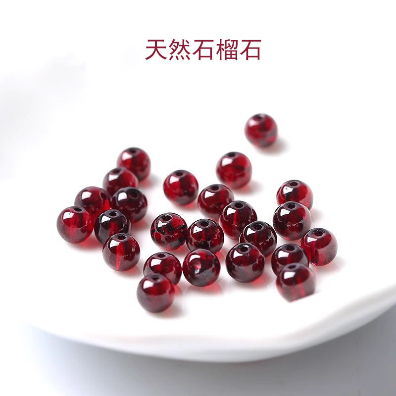 9A天然酒红石榴石散珠子手链项链女正品diy水晶女人石手串单颗