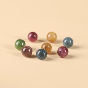 148-7A梅花碧玺色玉髓散珠子手串男女士手链diy手工项链水晶多宝