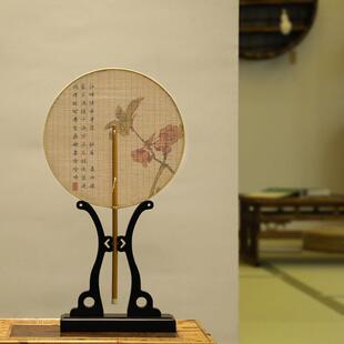 传统竹丝纨扇覆古团扇竹制中式双面印花加厚青蓖蒲扇古风装饰空间