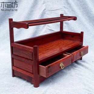 缅甸花梨木桌面博古架茶叶茶具收纳茶桌茶架茶杯架子上茶壶置物架