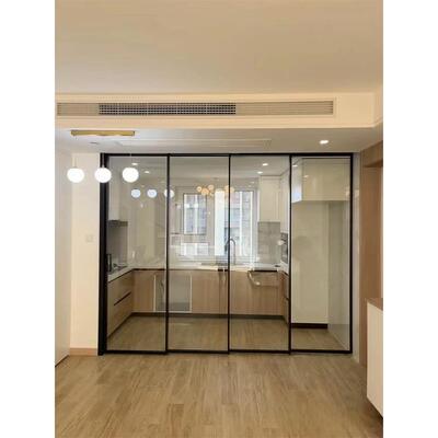 上海极窄边四联动吊轨移门推拉无轨隐形地轨客厅玻璃阻尼铝镁合金