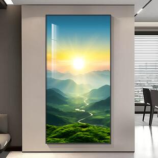 日出东方玄关装饰画 画青山图入户迎门墙挂画 画现代简约山水风景