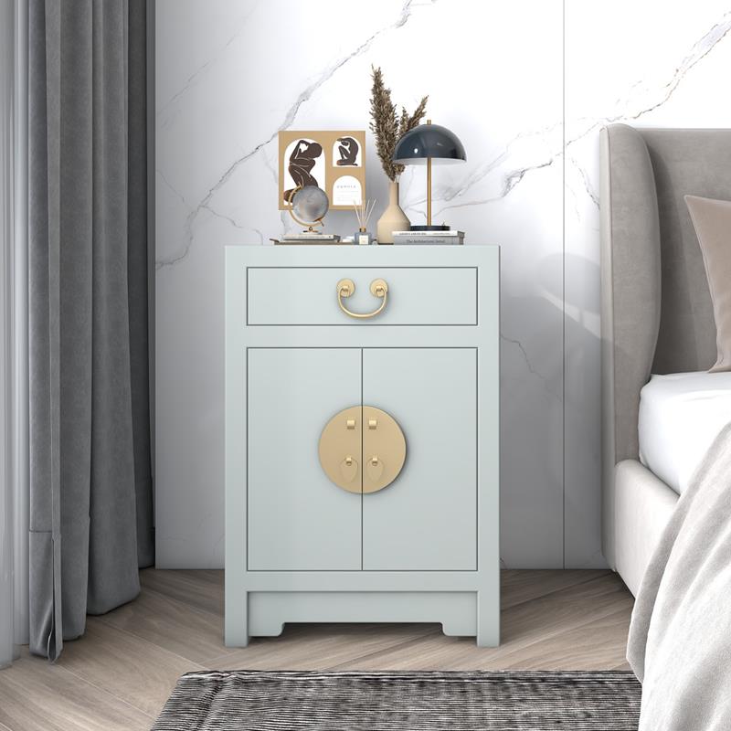 新中式实木床头柜榆木储物柜简约收纳柜家用卧室抽屉柜床边柜整装