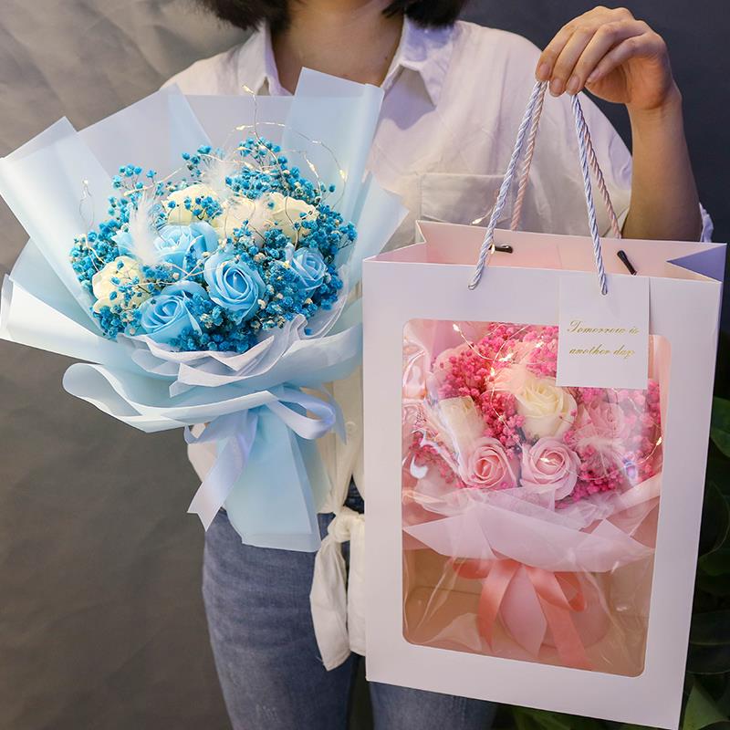 满天星干花玫瑰皂花永生花创意花束女朋友生日礼物送闺蜜毕业拍照