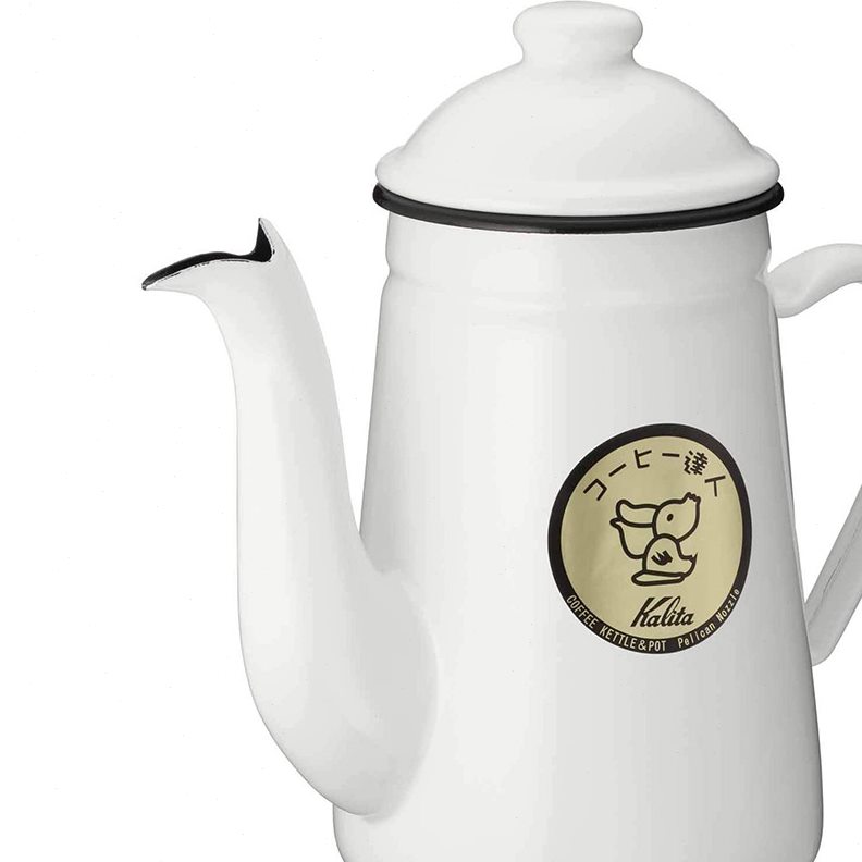 直销日本原装KALITA 手冲咖啡细口壶 珐琅搪瓷鹤嘴达人壶 1L 原装