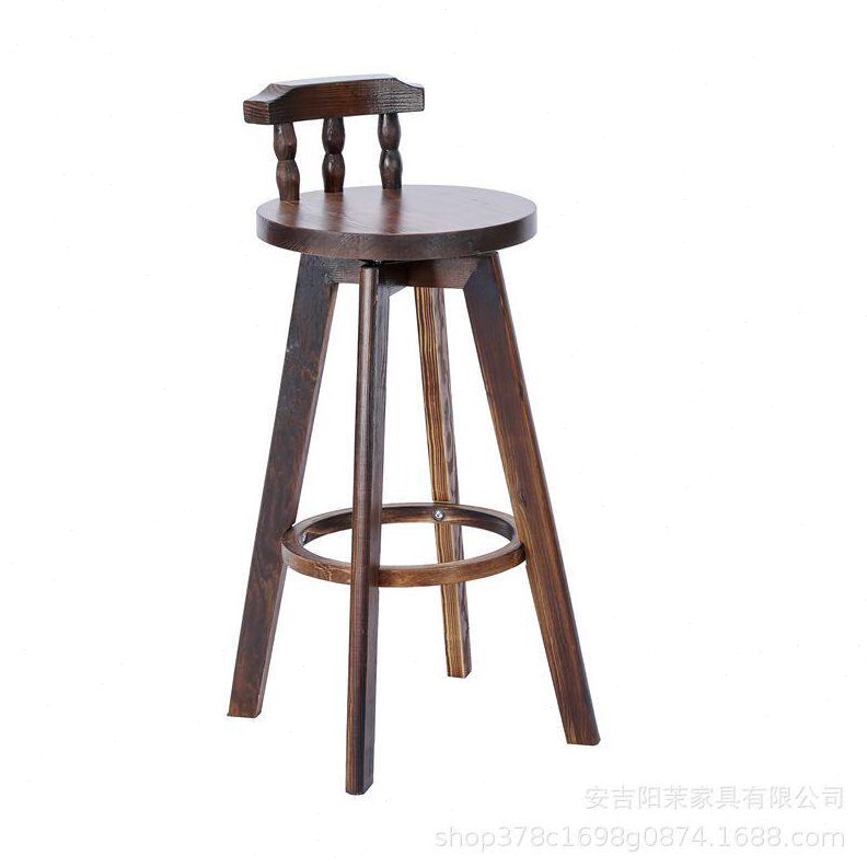 直销实木碳化吧台椅美式旋转酒吧椅前台餐桌脚椅子创意家用凳子