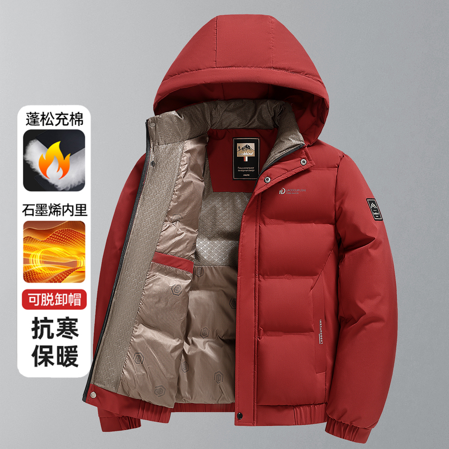 冬季男士品质棉衣外套本命年红