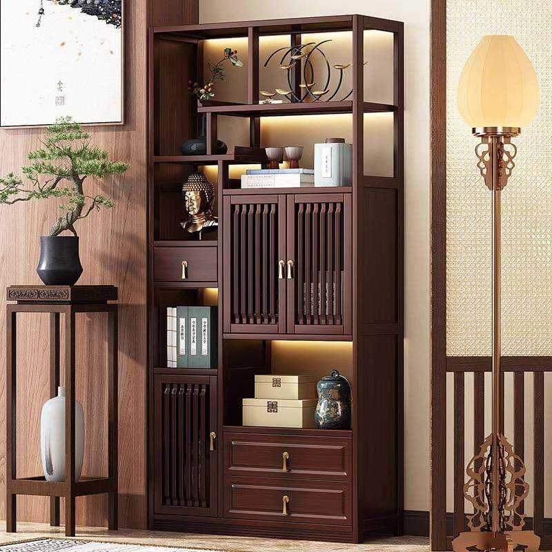 博古架新中式实木置物架茶具茶叶展示架多宝阁茶室茶柜摆件收纳层