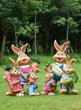 户外树脂彷真动物卡通兔子 花园庭院园林景观雕塑工艺品装饰摆件
