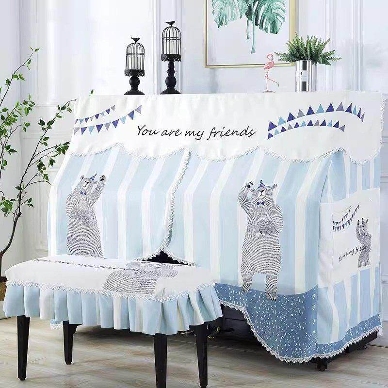 全包钢琴防尘罩轻奢高级感全罩布艺盖布北欧风钢琴凳罩新款钢琴套