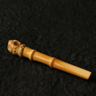 高品质手工细磨天然全钉实心竹烟嘴竹根雕刻集成小过滤嘴竹管
