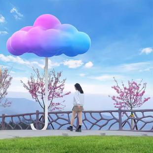 网红打卡云朵秋千座椅玻璃钢雕塑户外景区创意步行街大型装 饰摆件
