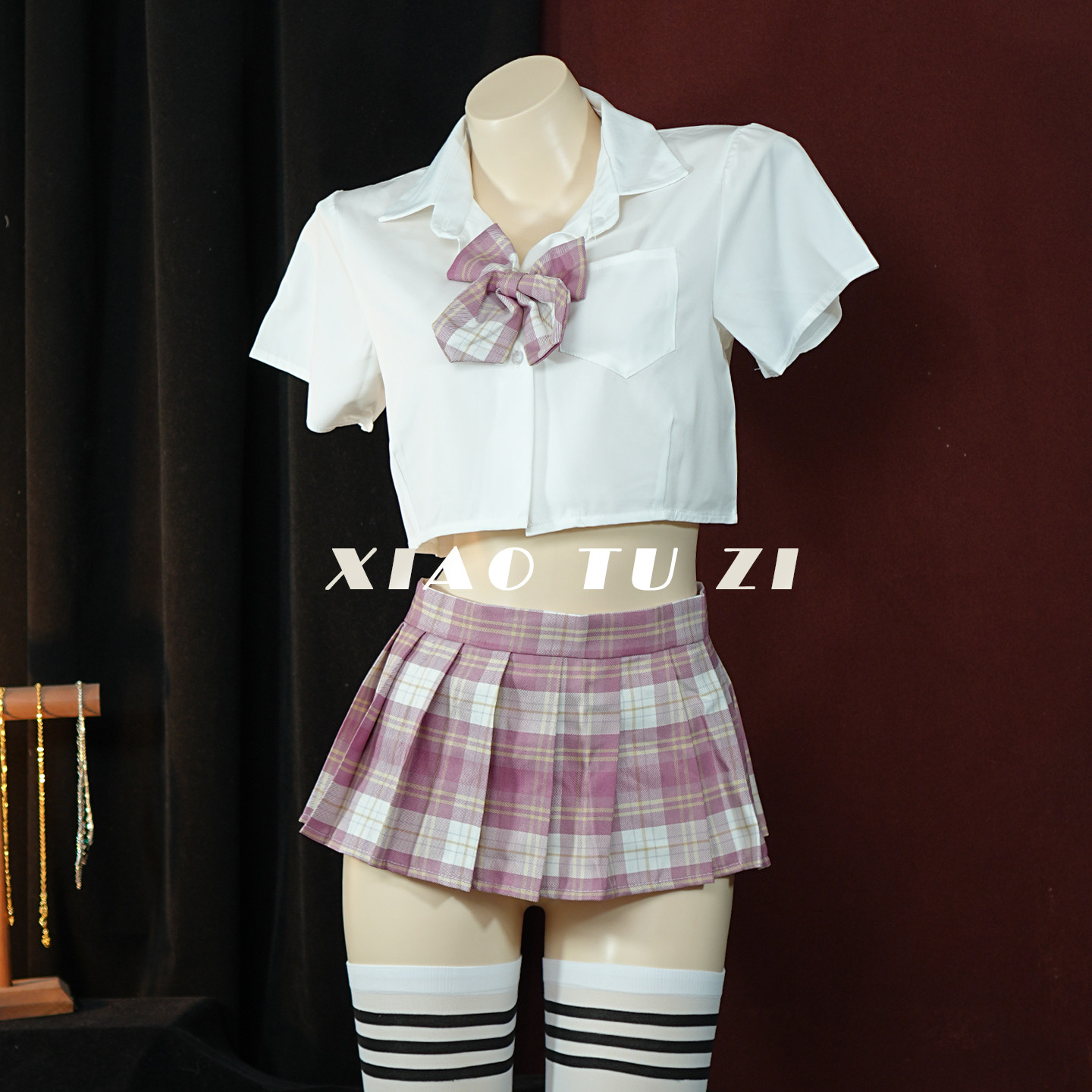 小兔子【纯欲学院风】性感jk制服套装内衣女露肚脐情调超短百褶裙