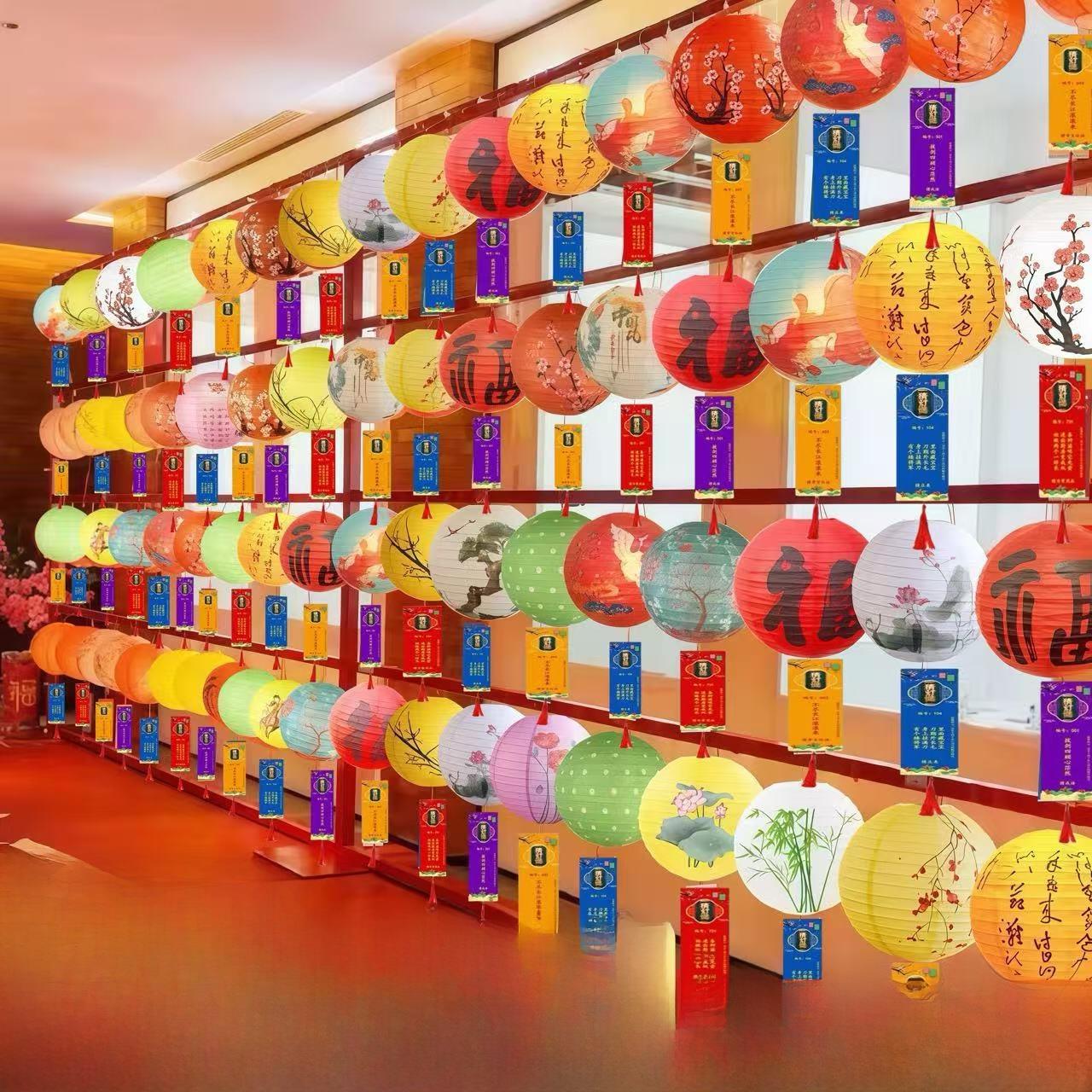 官方正品中秋猜灯谜古风灯笼展示支撑架七夕场景布置装饰谜语空白
