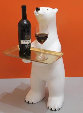 北极熊大型落地托盘摆件迎宾客厅沙发茶几软装家居装饰品乔迁新居